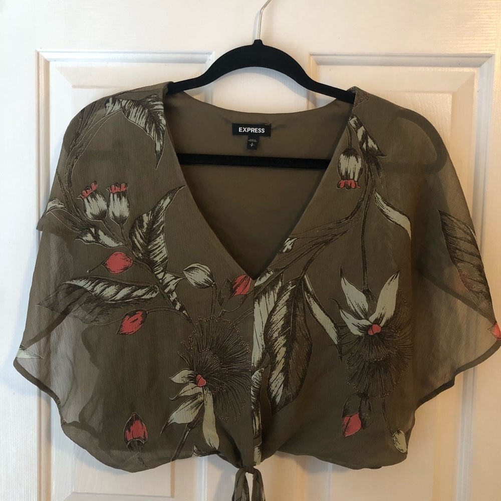 Express Olive Floral Blouse
